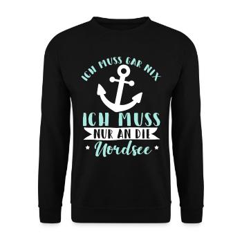Küstenkind Norddeutschland Ostsee Nordsee Geschenk - Unisex Pullover - Schwarz - Vorne - Alina (178cm) & Michal (187cm)