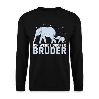 Lustig Elefant Bruder Baby Geschwister Geschenk - Unisex Pullover - Schwarz - Vorne - Alina (178cm) & Michal (187cm)