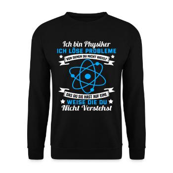 Lustig Proton Chemiker Physiker Atom Geschenk - Unisex Pullover - Schwarz - Vorne - Alina (178cm) & Michal (187cm)