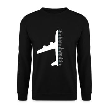 Contrôleur de la circulation aérienne pilote alphabet phonétique - Sweat-shirt Unisexe - noir - Devant - Alina (178cm) & Michal (187cm)