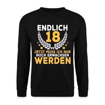 18 Geburtstag Spruch Geburtstagsgeschenk Geschenk - Unisex Pullover - Schwarz - Vorne - Alina (178cm) & Michal (187cm)