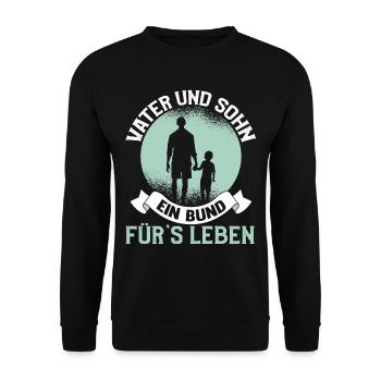 Vater und Sohn Lustig Spruch Vatertag Geschenk Süß - Unisex Pullover - Schwarz - Vorne - Alina (178cm) & Michal (187cm)