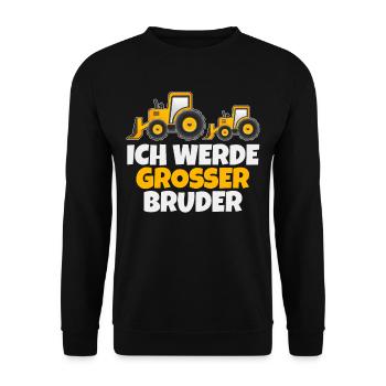 Traktor Bruder Trecker Baby Geschwister Geschenk - Unisex Pullover - Schwarz - Vorne - Alina (178cm) & Michal (187cm)