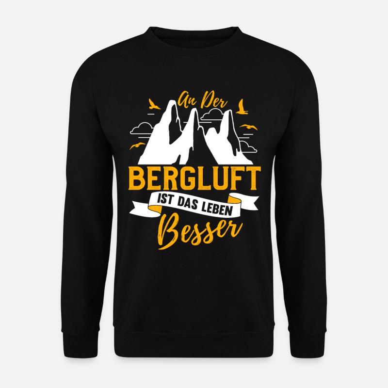 Berg Bergluft Lustig Spruch Geschenk Wandern Geek - Unisex Pullover - Schwarz