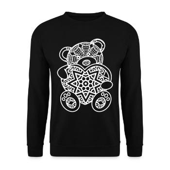 Mandala Bär Geschenkidee Frauen Kinder Männer - Unisex Pullover - Schwarz - Vorne - Alina (178cm) & Michal (187cm)