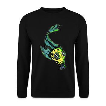 Fish in gas mask Pollution in the sea - Unisex Sweatshirt - black - Front - Alina (178cm) & Michal (187cm)