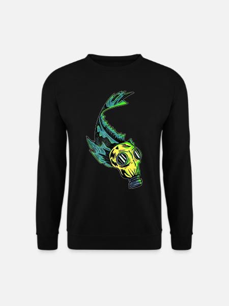 Fisch in Gasmaske Umweltverschmutzung im Meer - Unisex Pullover - Schwarz