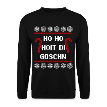Hoit di goschn Ugly Christmas Geschenkidee - Unisex Pullover - Schwarz - Vorne - Alina (178cm) & Michal (187cm)
