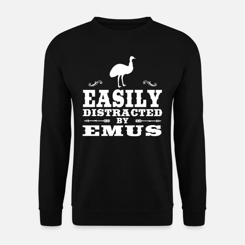 Easily Distracted By Emus Funny Emu Design - Unisex Sweatshirt - black