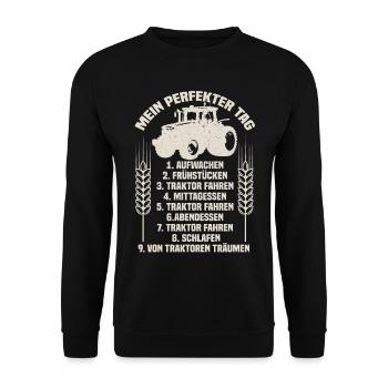 Lustige Bauern Spruch Landwirt Traktor Geschenk - Unisex Pullover - Schwarz - Vorne - Alina (178cm) & Michal (187cm)