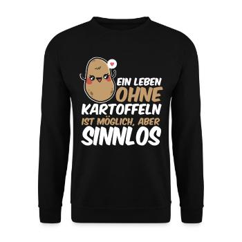 Kartoffel Pflanze Rezepte Gerichte Lecker Geschenk - Unisex Pullover - Schwarz - Vorne - Alina (178cm) & Michal (187cm)