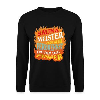 Sauna Saunameister - Unisex Pullover - Schwarz - Vorne - Alina (178cm) & Michal (187cm)