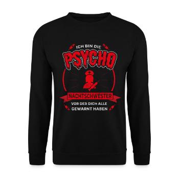 Nachtswester Krankenschwester Psycho - Unisex Pullover - Schwarz - Vorne - Alina (178cm) & Michal (187cm)