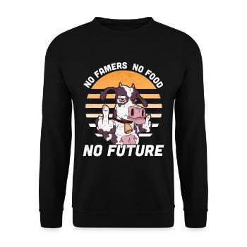 Pas de fermier Pas de nourriture Pas de futur fermier - Sweat-shirt Unisexe - noir - Devant - Alina (178cm) & Michal (187cm)