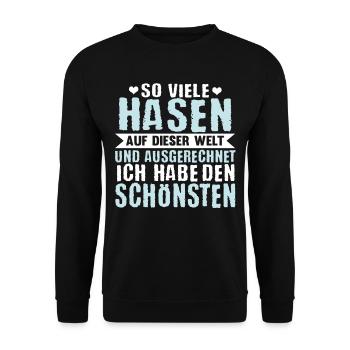 Hase Hasi Lustig Spruch Valentinstag Geschenk - Unisex Pullover - Schwarz - Vorne - Alina (178cm) & Michal (187cm)
