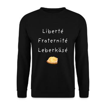 Leberkäse Design - funny meat cheese - Unisex Sweatshirt - black - Front - Alina (178cm) & Michal (187cm)