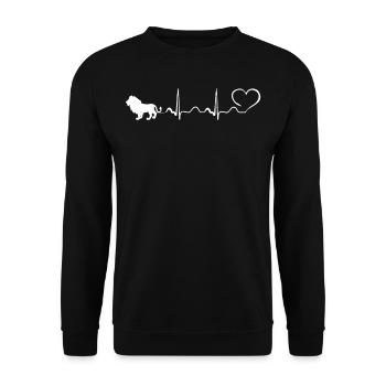 Lion - My Heart Beats For Lions - Unisex Pullover - Schwarz - Vorne - Alina (178cm) & Michal (187cm)