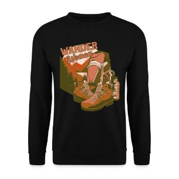 Lustig Wandern Frau Natur Geschenk - Unisex Pullover - Schwarz - Vorne - Alina (178cm) & Michal (187cm)