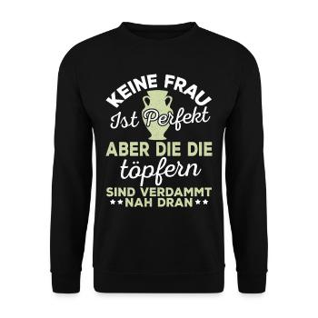 Lustig Töpfern Keramiker Töpfer Keramik Geschenk - Unisex Pullover - Schwarz - Vorne - Alina (178cm) & Michal (187cm)
