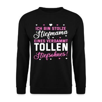 Stiefmutter Stiefsohn Lustig Spruch Geschenk Süß - Unisex Pullover - Schwarz - Vorne - Alina (178cm) & Michal (187cm)