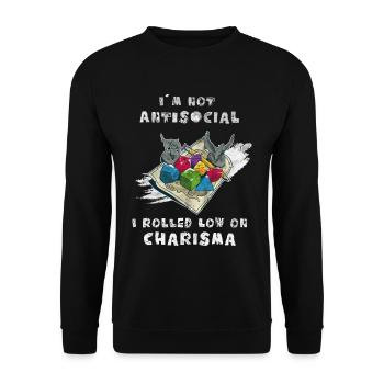 Rollenspiel RPG - D20 Würfel Rollenspieler - Unisex Pullover - Schwarz - Vorne - Alina (178cm) & Michal (187cm)