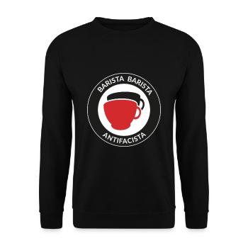 Barista Barista Antifacista - Antifaschismus - - Unisex Pullover - Schwarz - Vorne - Alina (178cm) & Michal (187cm)