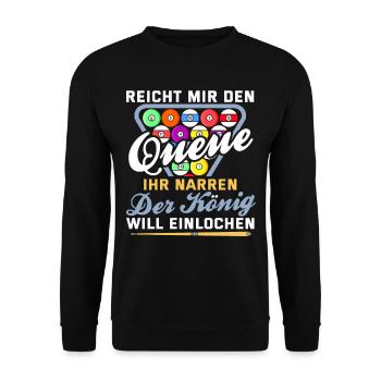Lustig Spruch Billard Queue Billardkugel Geschenk - Unisex Pullover - Schwarz - Vorne - Alina (178cm) & Michal (187cm)