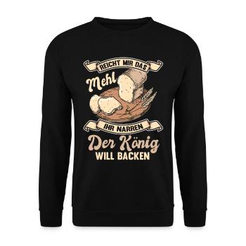 Bäcker Bäckerei Lustiger Spruch Brot Geschenk - Unisex Pullover - Schwarz - Vorne - Alina (178cm) & Michal (187cm)