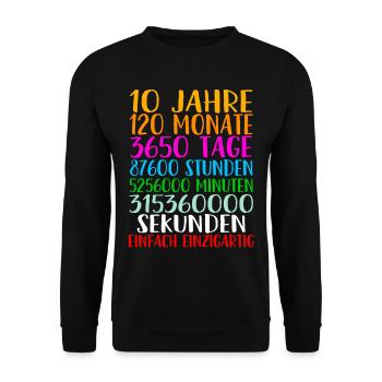 10. Geburtstag Geschenkidee Bday Spruch Geschenk - Unisex Pullover - Schwarz - Vorne - Alina (178cm) & Michal (187cm)