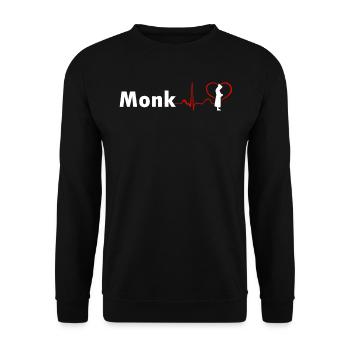 GREAT MONK HEARTBEAT DESIGN - Unisex Sweatshirt - black - Front - Alina (178cm) & Michal (187cm)