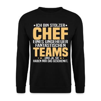 Lustig Chef Boss Mitarbeiter Beruf Spruch Geschenk - Unisex Pullover - Schwarz - Vorne - Alina (178cm) & Michal (187cm)