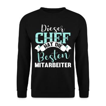 Lustig Chef Boss Mitarbeiter Beruf Spruch Geschenk - Unisex Pullover - Schwarz - Vorne - Alina (178cm) & Michal (187cm)