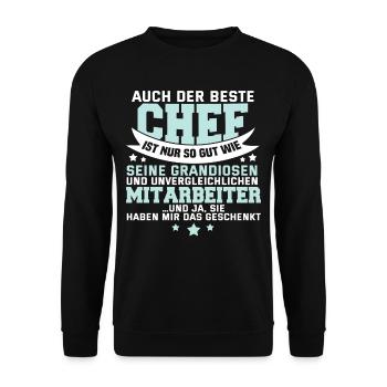 Lustig Chef Boss Mitarbeiter Beruf Spruch Geschenk - Unisex Pullover - Schwarz - Vorne - Alina (178cm) & Michal (187cm)