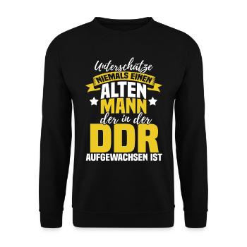 Lustig Spruch DDR Osten Westen Geschenk Geek - Unisex Pullover - Schwarz - Vorne - Alina (178cm) & Michal (187cm)
