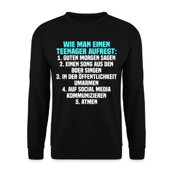 Lustig Teenager Spruch Pubertät Geschenk - Unisex Pullover - Schwarz - Vorne - Alina (178cm) & Michal (187cm)