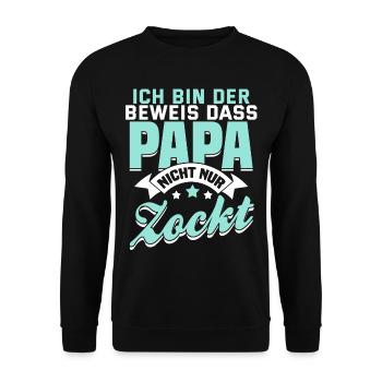 Lustiger Papa Spruch Zocker Videospiel Geschenk - Unisex Pullover - Schwarz - Vorne - Alina (178cm) & Michal (187cm)