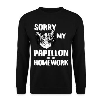 DÉSOLÉ MON PAPILLON A MANGÉ MA TÂCHE - Sweat-shirt Unisexe - noir - Devant - Alina (178cm) & Michal (187cm)