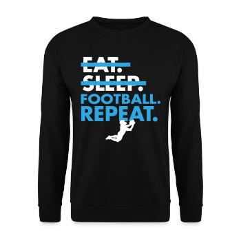 Good Eat Sleep Football Repeat T-Shirt - Unisex Pullover - Schwarz - Vorne - Alina (178cm) & Michal (187cm)
