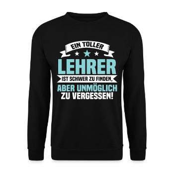 Lustiger Spruch Klassenlehrer Lehrer Geschenk - Unisex Pullover - Schwarz - Vorne - Alina (178cm) & Michal (187cm)