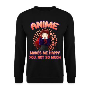 Anime Lustiger Spruch Otaku Senpai Geschenk Geek - Unisex Pullover - Schwarz - Vorne - Alina (178cm) & Michal (187cm)