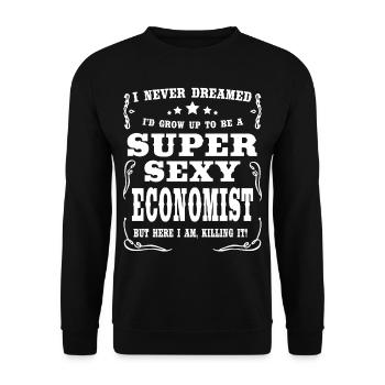 Super Sexy Economist - Unisex Pullover - Schwarz - Vorne - Alina (178cm) & Michal (187cm)