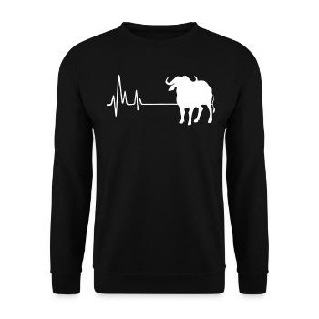 My Heart Beats For Buffalos Heartbeat Tee Shirt - Unisex Pullover - Schwarz - Vorne - Alina (178cm) & Michal (187cm)