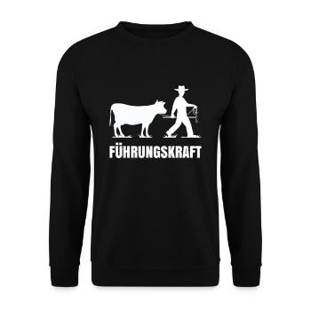 Führungskraft Landwirt Design mit Milchkuh - Unisex Pullover - Schwarz - Vorne - Alina (178cm) & Michal (187cm)