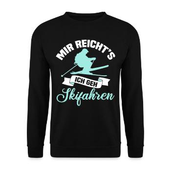 Lustig Ski Skier Berge Skifahren Geschenk - Unisex Pullover - Schwarz - Vorne - Alina (178cm) & Michal (187cm)