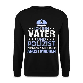 Funny Police Papa Policeman Profession Saying Gift - Unisex Sweatshirt - black - Front - Alina (178cm) & Michal (187cm)