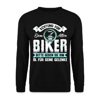Lustig Motorrad Bike Opa Rente Geschenk Spruch - Unisex Pullover - Schwarz - Vorne - Alina (178cm) & Michal (187cm)