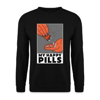 Antidepressiva Katzen Outfit für Katzenliebhaber - Unisex Pullover - Schwarz - Vorne - Alina (178cm) & Michal (187cm)