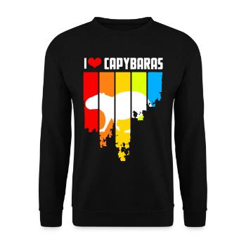 Retro Capybara Design - Unisex Pullover - Schwarz - Vorne - Alina (178cm) & Michal (187cm)