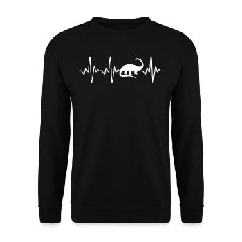 Apatosaurus Heartbeat - Unisex Pullover - Schwarz - Vorne - Alina (178cm) & Michal (187cm)