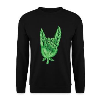Weed Hand HEAVY METAL HÖRNER 420 - Unisex Pullover - Schwarz - Vorne - Alina (178cm) & Michal (187cm)